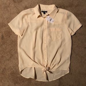 J. Crew Ivory Tie-Front Blouse